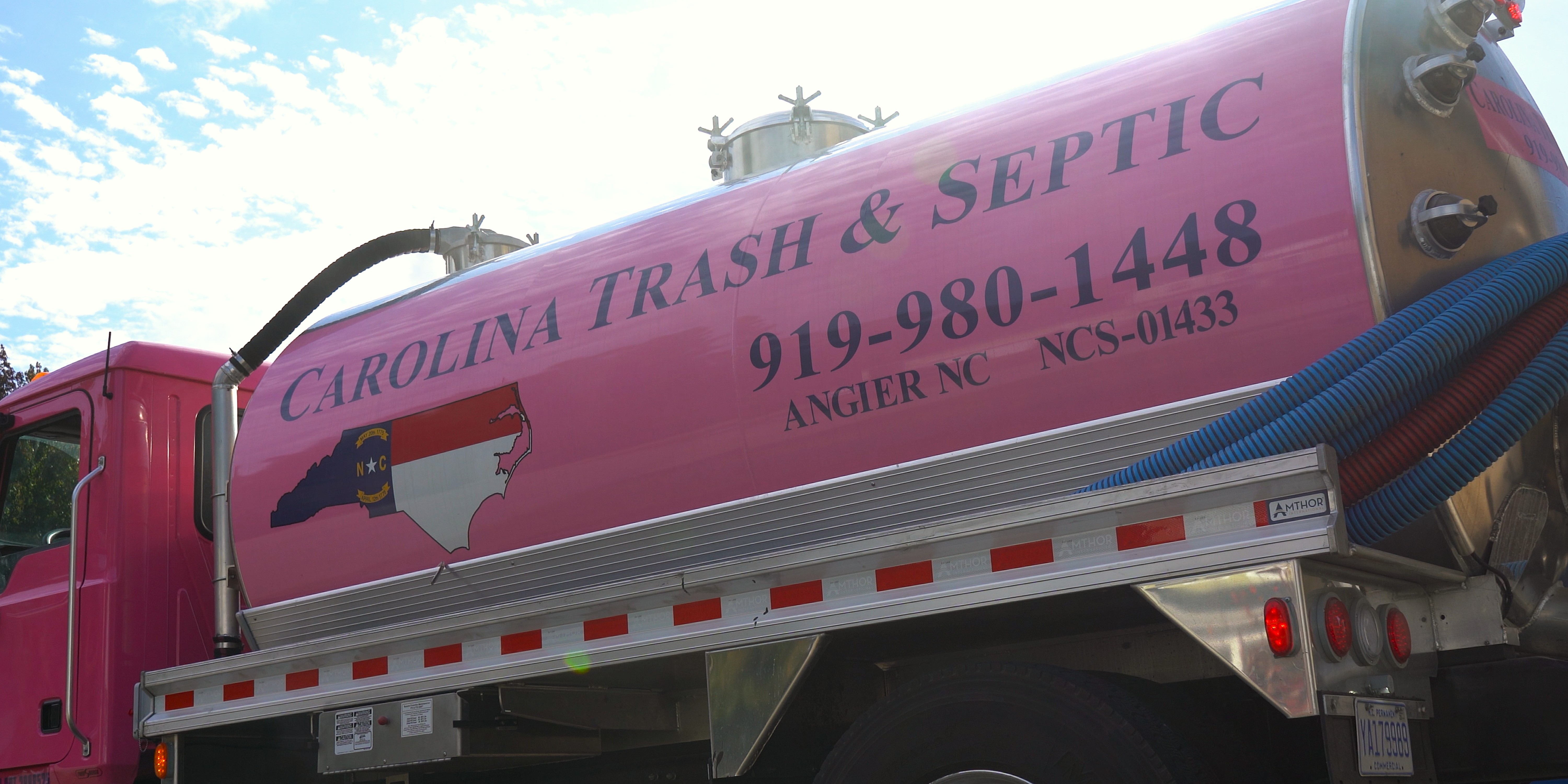 Commercial brand video production still of a branded service truck for a North Carolina business