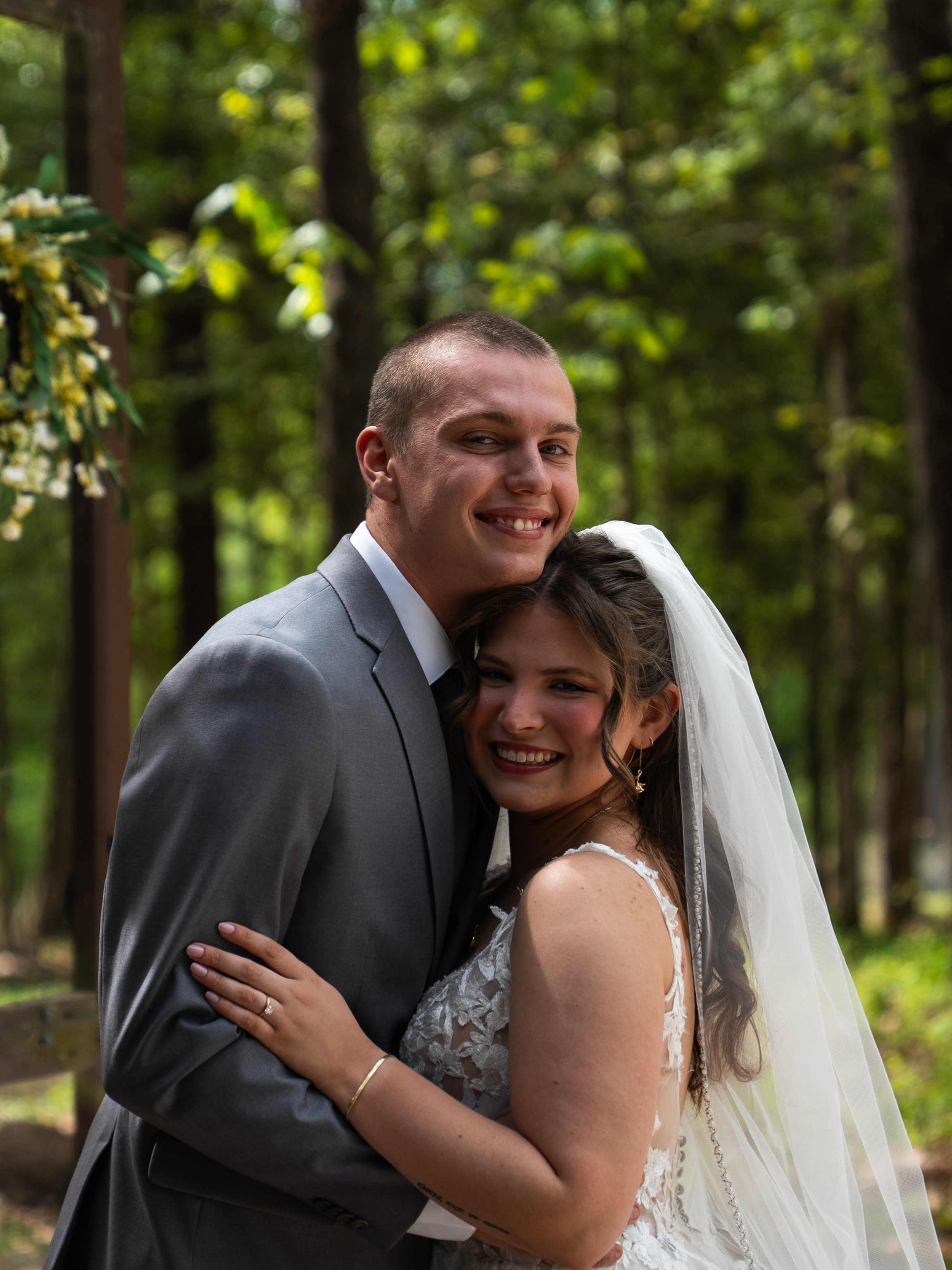 Wedding photography portrait of a bride and groom in the woods in the Triangle, NC